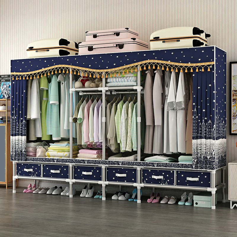 Steel Wardrobe Cabinet with Shelves Modern Wardrobe Armoire with Drawer