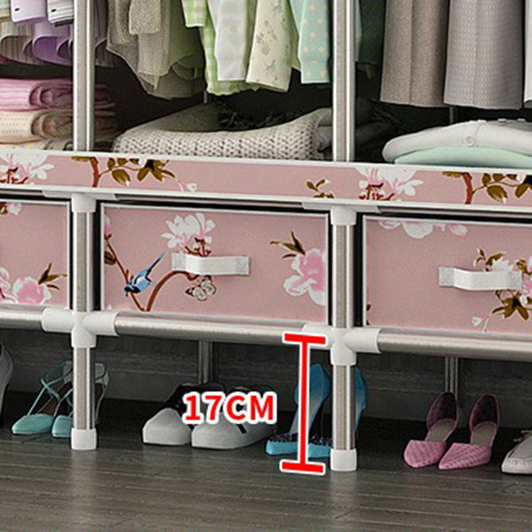 Steel Wardrobe Cabinet with Shelves Modern Wardrobe Armoire with Drawer