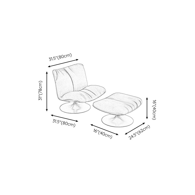 Contemporary Swivel Accent Chair Suede Lounge Chair in 38"L x 34"W x 19"H