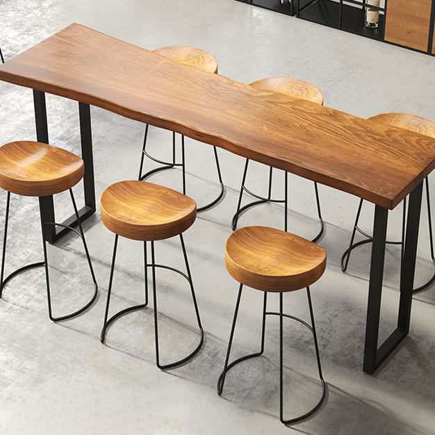 Modern 1/7 Pieces Bar Table Set Rectangle Wood Counter Table with Stools for Cafe