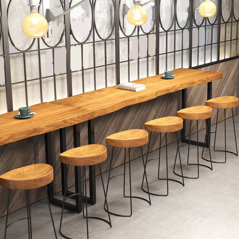 Modern 1/7 Pieces Bar Table Set Rectangle Wood Counter Table with Stools for Cafe