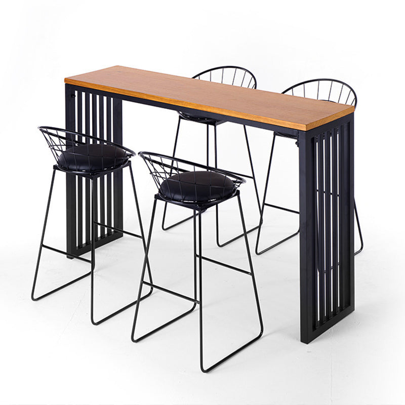 Industrial Style 1/2/5 Pieces Bar Table Set Rectangle Bar Table with High Stools