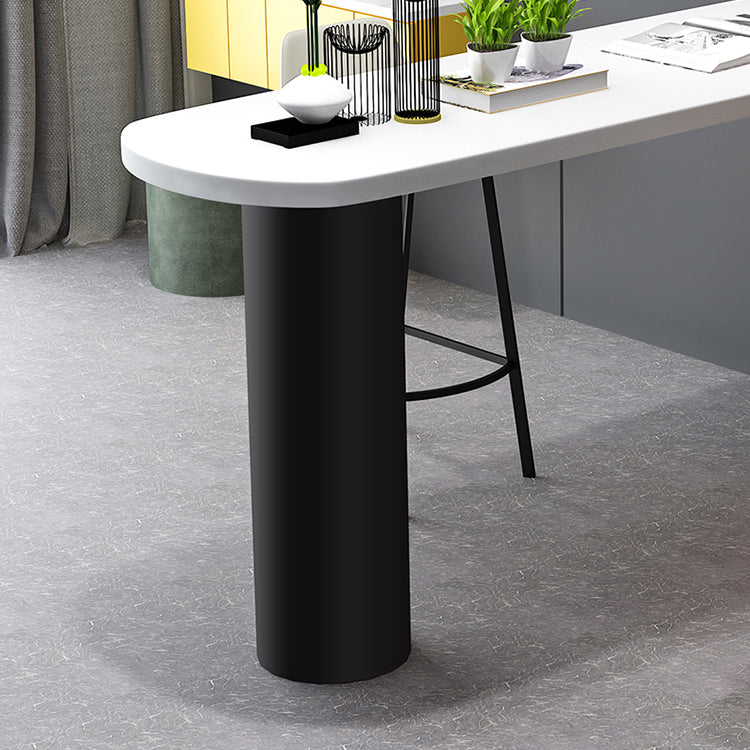 Contemporary White Bar Table Set 1/3/5 Pcs Stone Top Bar Table and Leather Stools