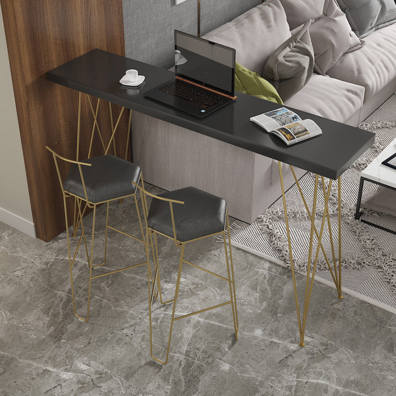 Glam 1/3/4/5 Pieces Bar Table Set Rectangle Pine Wood Counter Table with Stools for Indoor