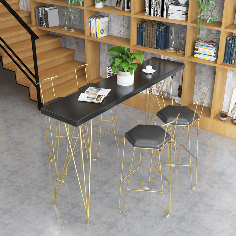 Glam 1/3/4/5 Pieces Bar Table Set Rectangle Pine Wood Counter Table with Stools for Indoor