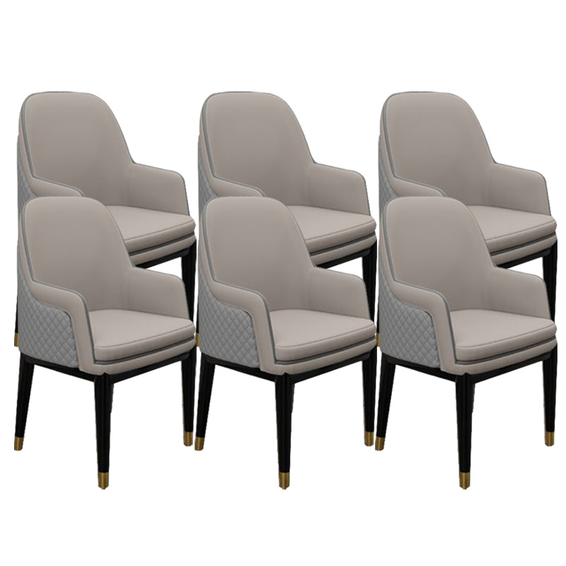 Glam Style Parsons Arm Chair Leather Dining Chair for Living Room