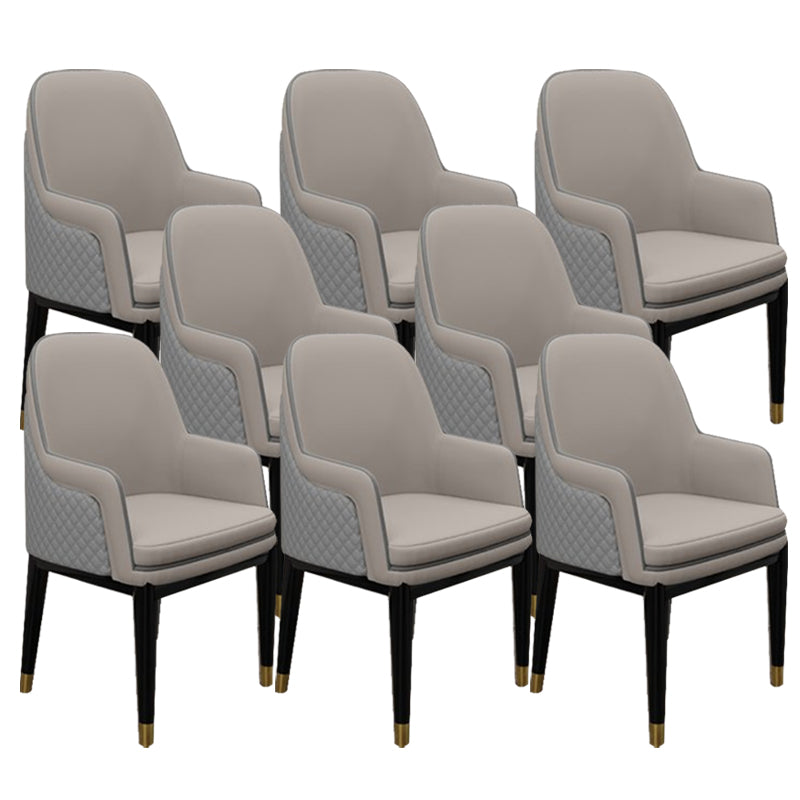 Glam Style Parsons Arm Chair Leather Dining Chair for Living Room