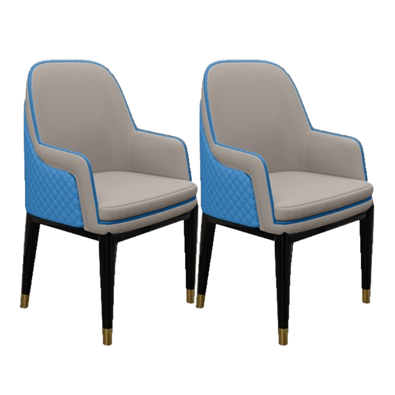 Glam Style Parsons Arm Chair Leather Dining Chair for Living Room