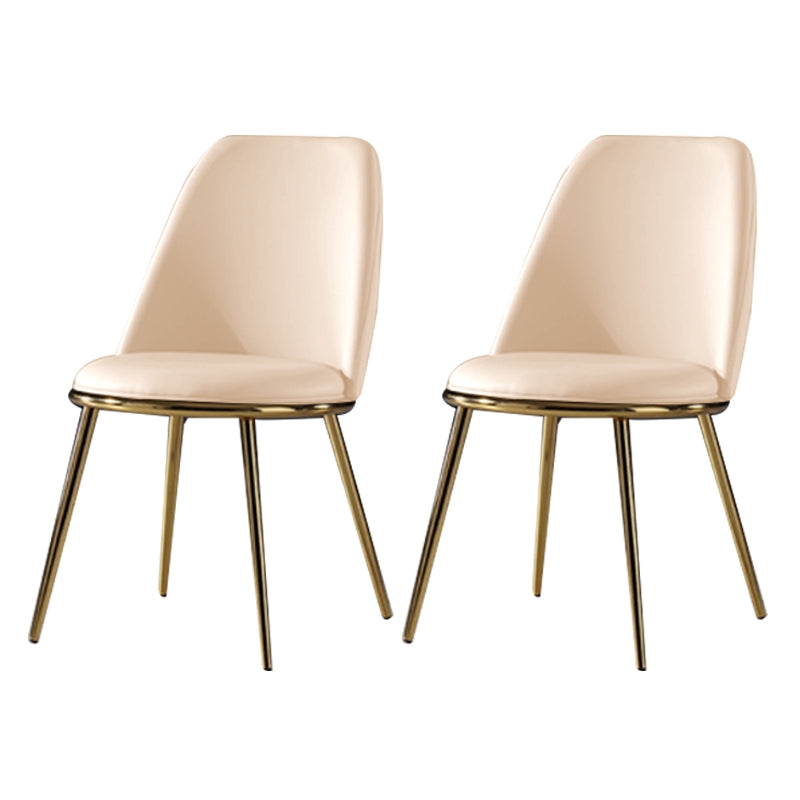 Glam Style Side Chair Armless Solid Back Dining Chair for Dining Room