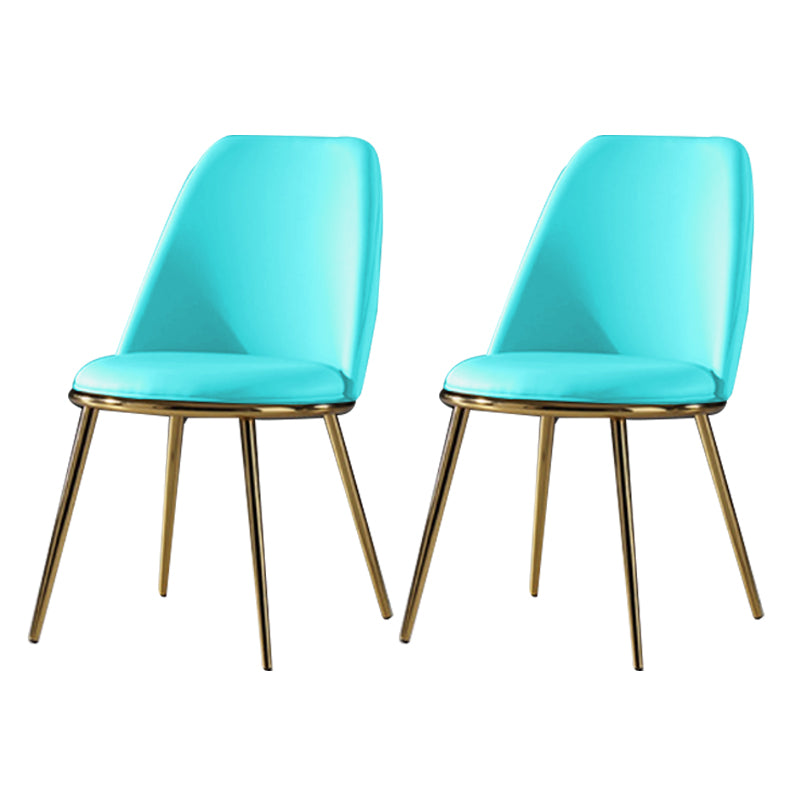 Glam Style Side Chair Armless Solid Back Dining Chair for Dining Room