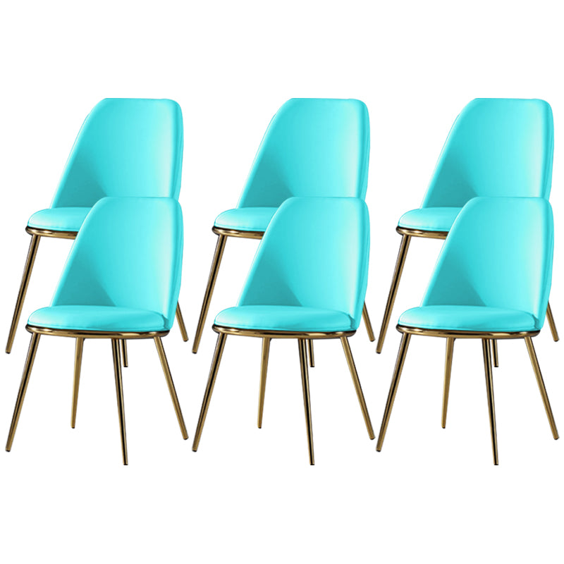 Glam Style Side Chair Armless Solid Back Dining Chair for Dining Room