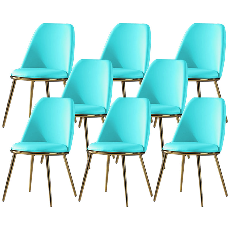 Glam Style Side Chair Armless Solid Back Dining Chair for Dining Room