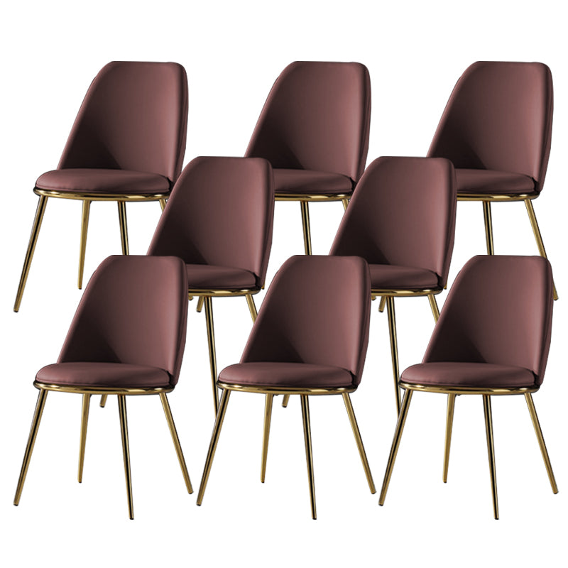 Glam Style Side Chair Armless Solid Back Dining Chair for Dining Room