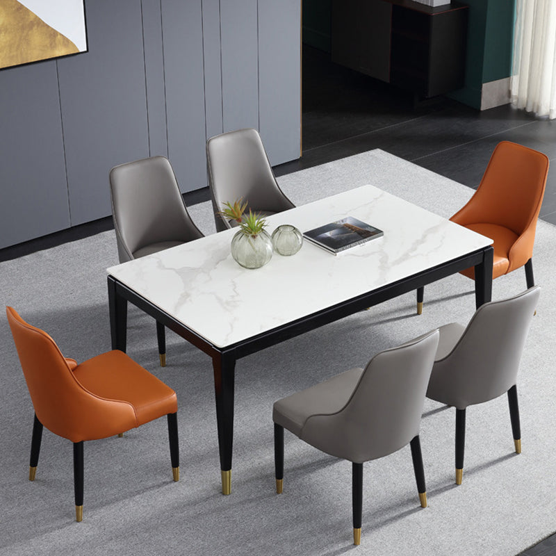 Glam Style Parsons Side Chair Leather Dining Chair for Dining Room