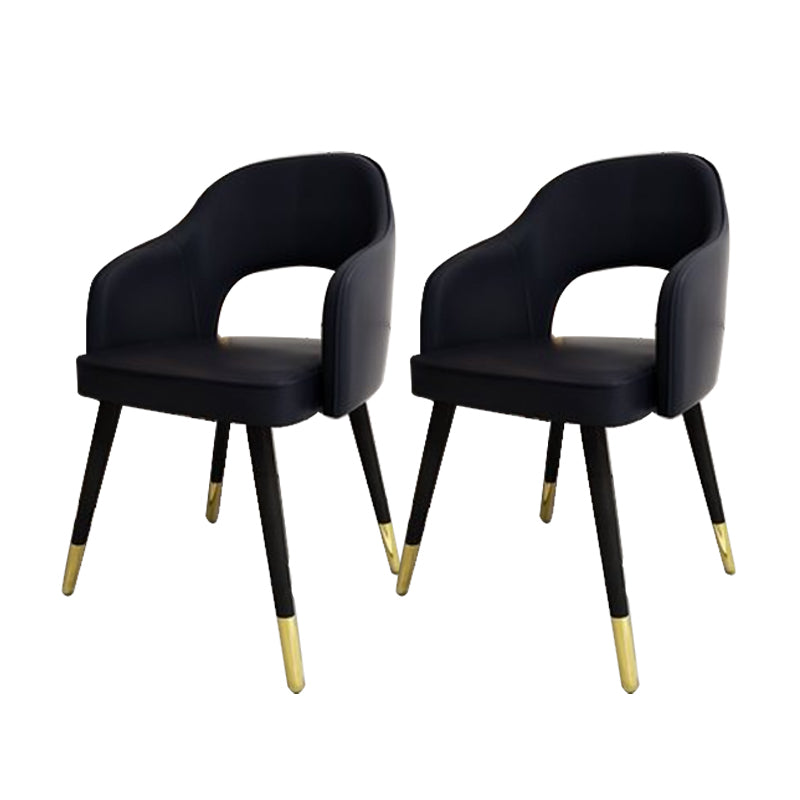 Glam Style Side Chair Open Back Leather Indoor Dining Chair for Home