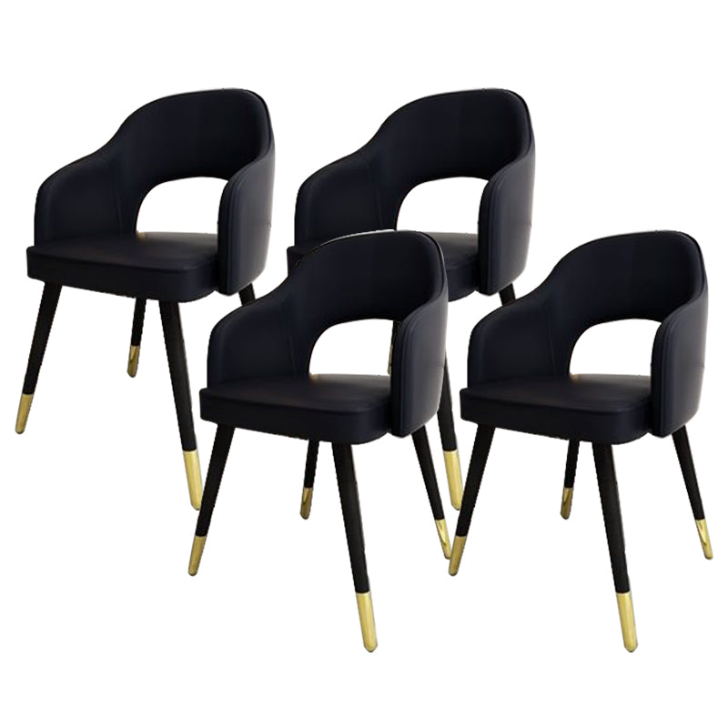 Glam Style Side Chair Open Back Leather Indoor Dining Chair for Home