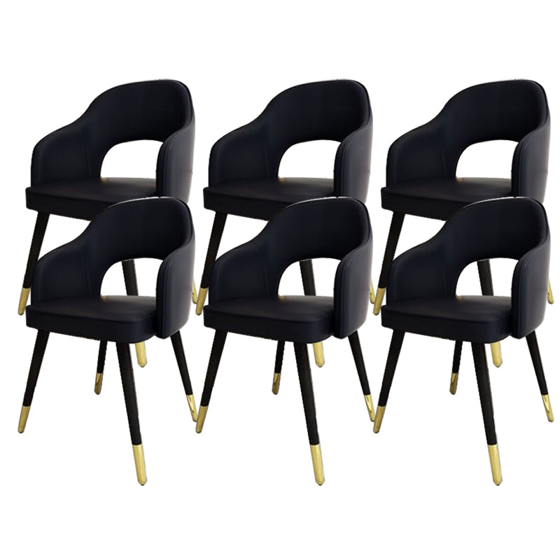 Glam Style Side Chair Open Back Leather Indoor Dining Chair for Home