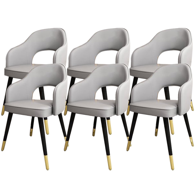 Glam Style Side Chair Open Back Leather Indoor Dining Chair for Home