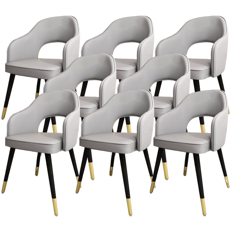 Glam Style Side Chair Open Back Leather Indoor Dining Chair for Home