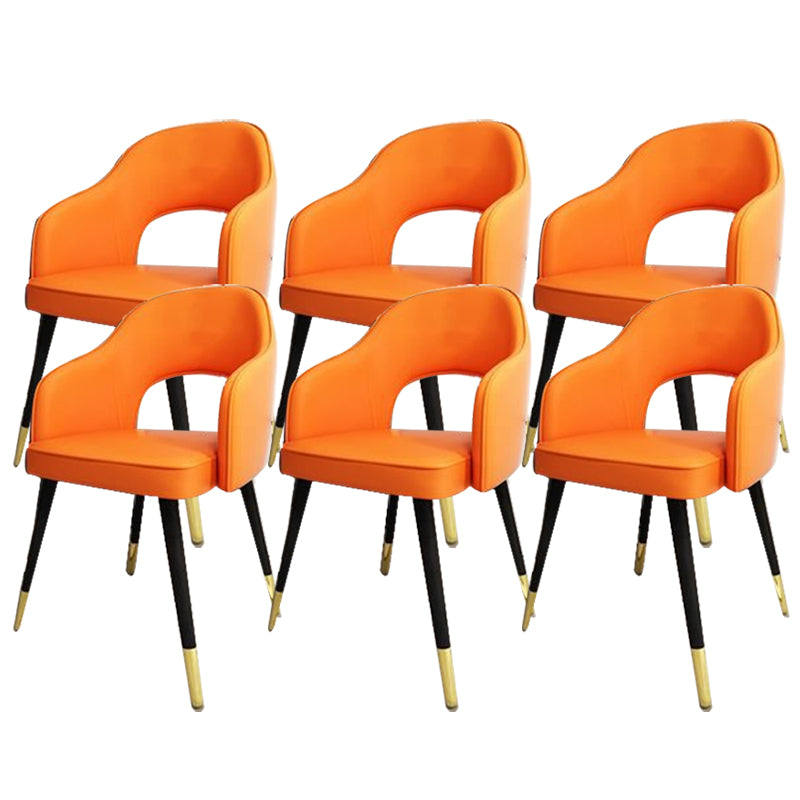 Glam Style Side Chair Open Back Leather Indoor Dining Chair for Home