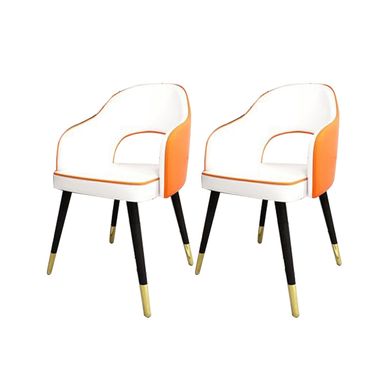 Glam Style Side Chair Open Back Leather Indoor Dining Chair for Home