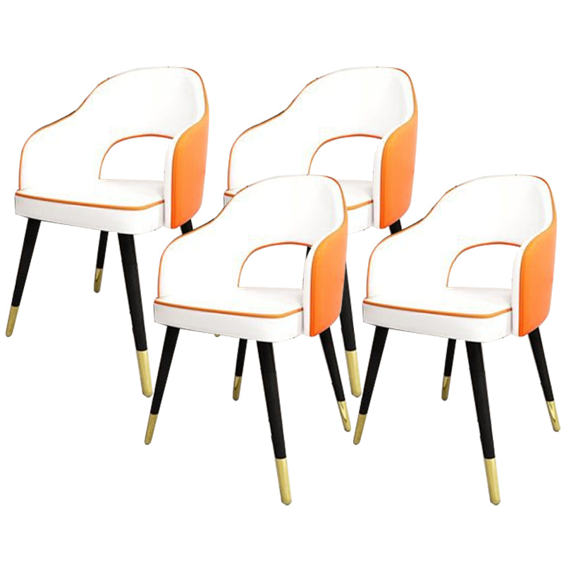 Glam Style Side Chair Open Back Leather Indoor Dining Chair for Home