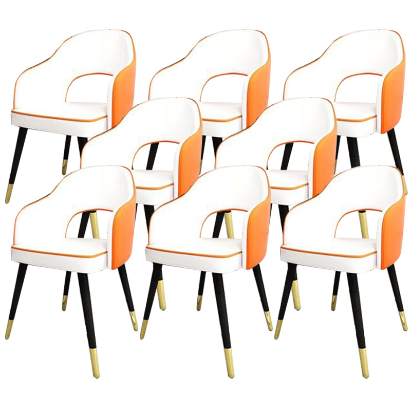 Glam Style Side Chair Open Back Leather Indoor Dining Chair for Home