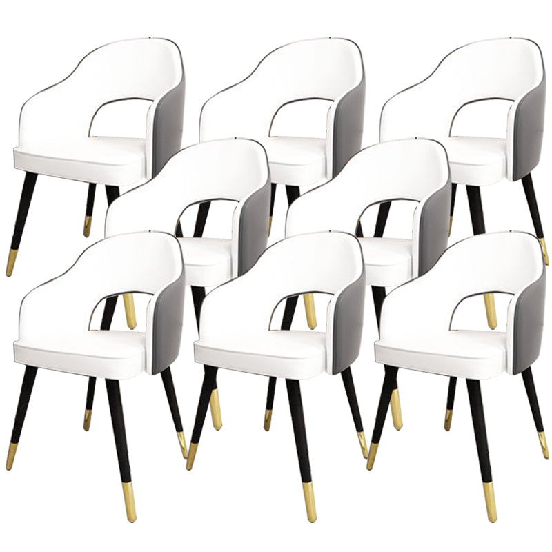 Glam Style Side Chair Open Back Leather Indoor Dining Chair for Home