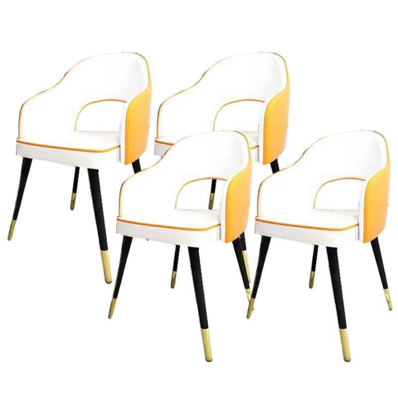 Glam Style Side Chair Open Back Leather Indoor Dining Chair for Home