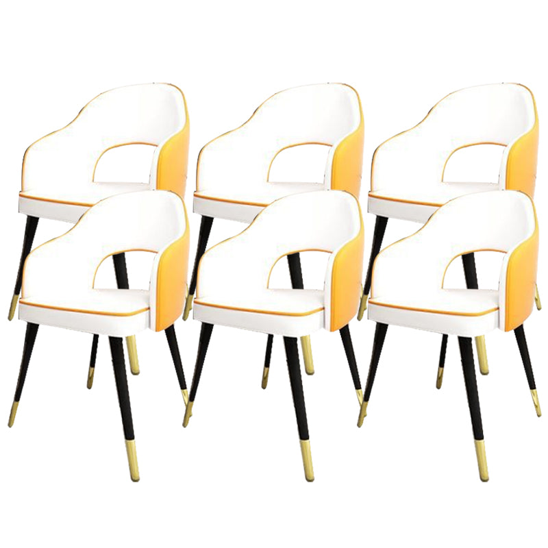 Glam Style Side Chair Open Back Leather Indoor Dining Chair for Home