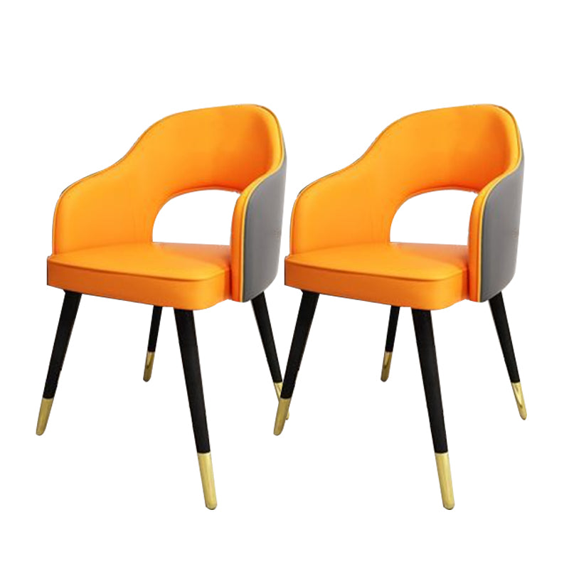 Glam Style Side Chair Open Back Leather Indoor Dining Chair for Home