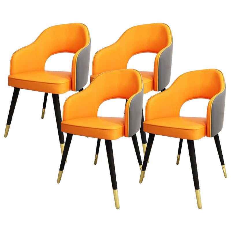 Glam Style Side Chair Open Back Leather Indoor Dining Chair for Home