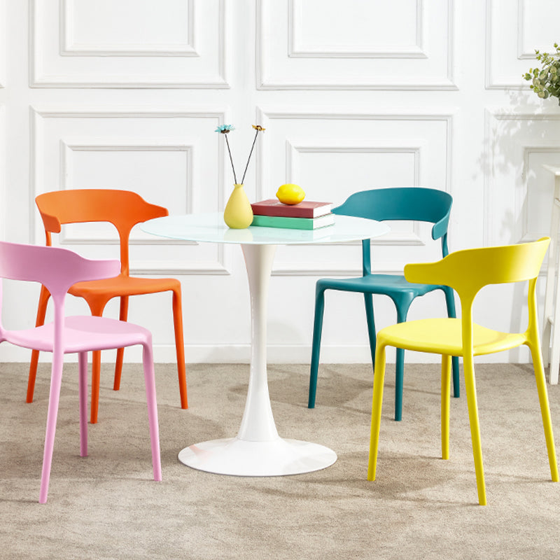 Contemporary Dining Chairs Open Back Plastic Armless Side Chair