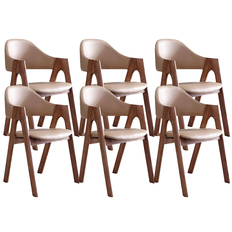 Open Back Dining Side Chair Solid Wood Dining Chair in Brown