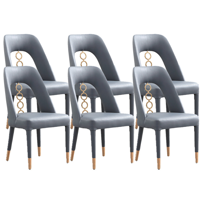 Faux Leather Home Dining Chair Open Back Dining Side Chair in Gray