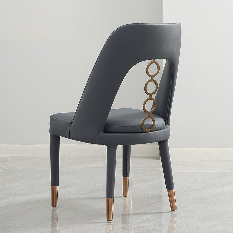 Faux Leather Home Dining Chair Open Back Dining Side Chair in Gray