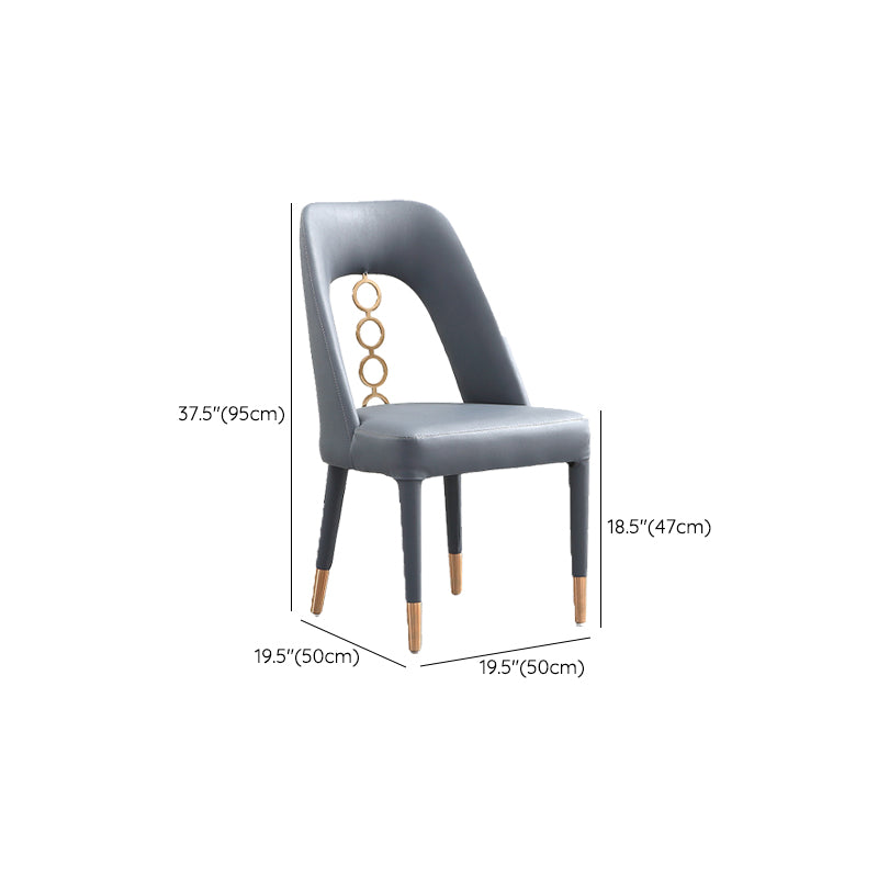 Faux Leather Home Dining Chair Open Back Dining Side Chair in Gray