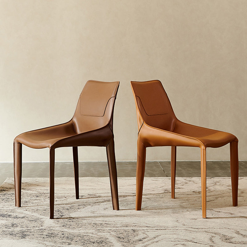 Contemporary Faux Leather Dining Chairs Indoor-Outdoor Parsons Chair