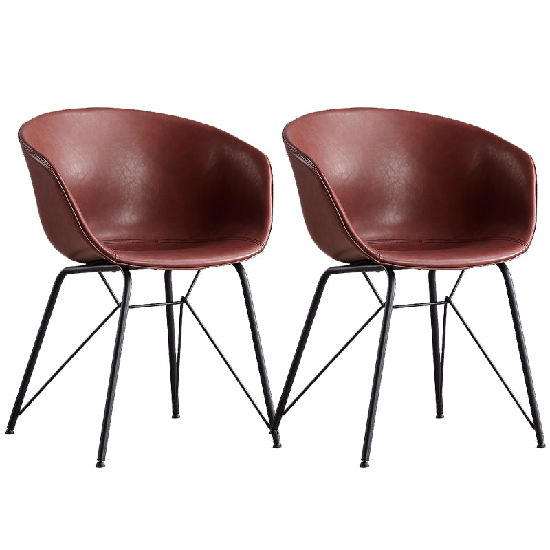 Modern Arm Chair Leather Indoor Dining Chair with Metal Frame