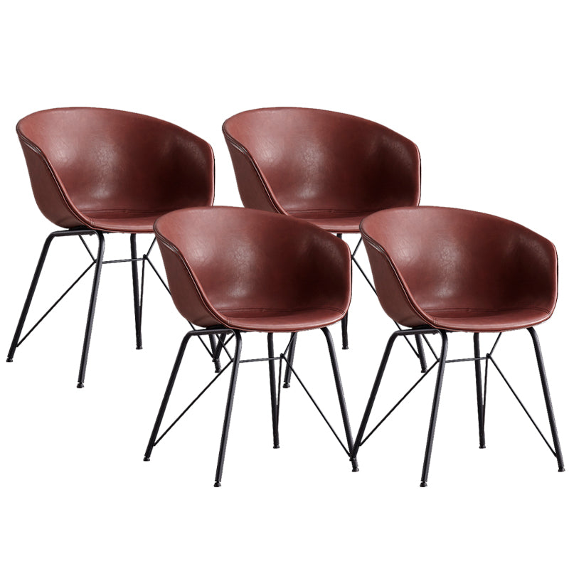 Modern Arm Chair Leather Indoor Dining Chair with Metal Frame