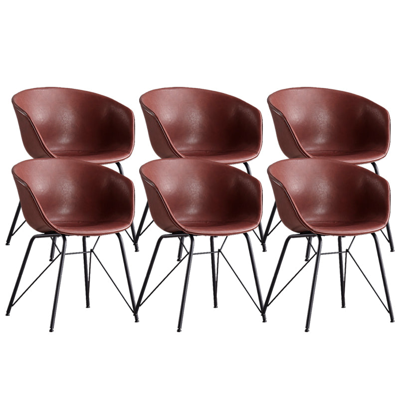Modern Arm Chair Leather Indoor Dining Chair with Metal Frame