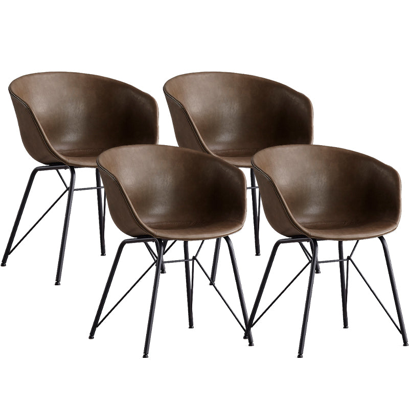 Modern Arm Chair Leather Indoor Dining Chair with Metal Frame