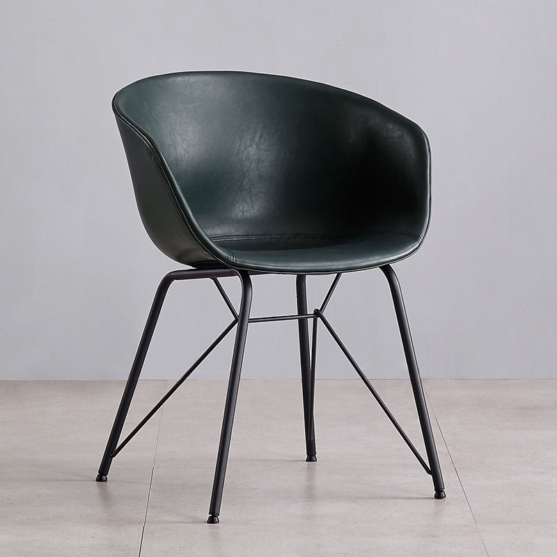Modern Arm Chair Leather Indoor Dining Chair with Metal Frame