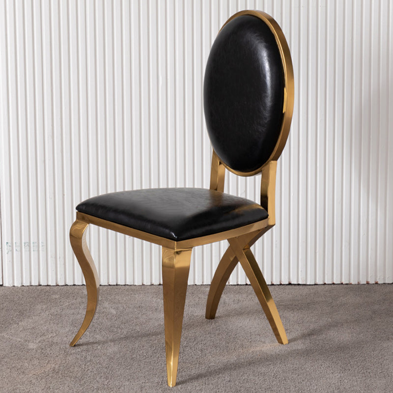 Glam Kitchen Dining Chair King Louis Back Upholstered Armless Side Chair