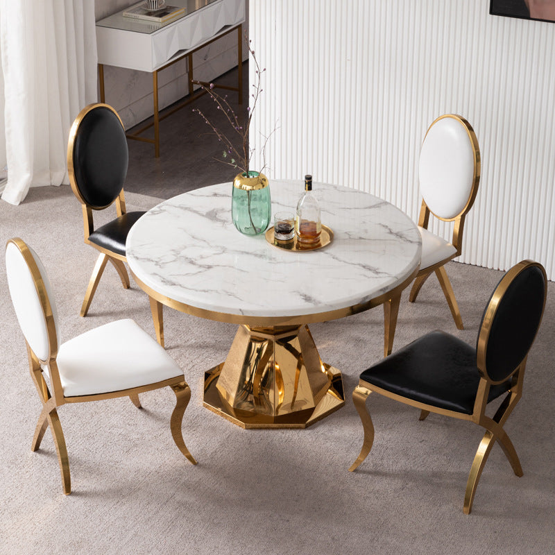 Glam Kitchen Dining Chair King Louis Back Upholstered Armless Side Chair