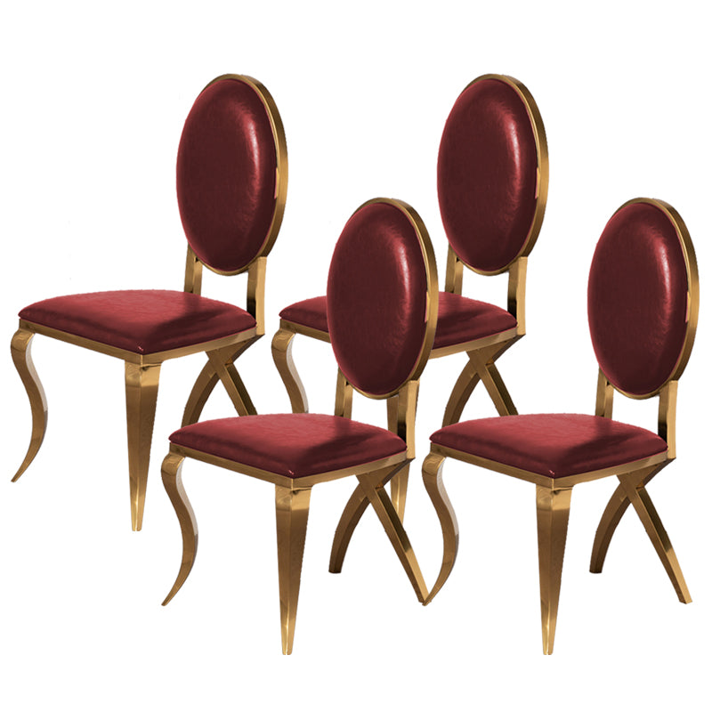 Glam Kitchen Dining Chair King Louis Back Upholstered Armless Side Chair