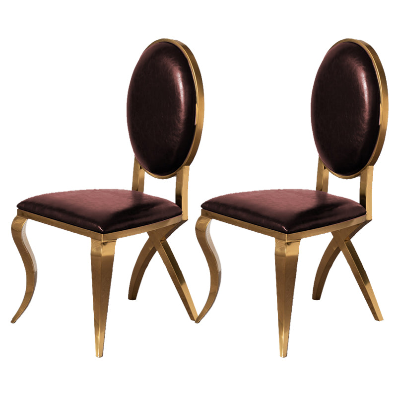 Glam Kitchen Dining Chair King Louis Back Upholstered Armless Side Chair