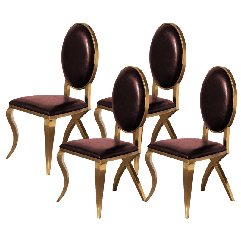 Glam Kitchen Dining Chair King Louis Back Upholstered Armless Side Chair