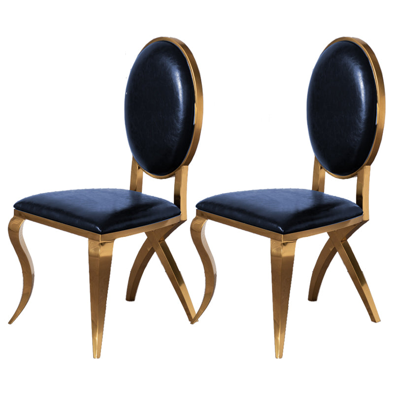 Glam Kitchen Dining Chair King Louis Back Upholstered Armless Side Chair