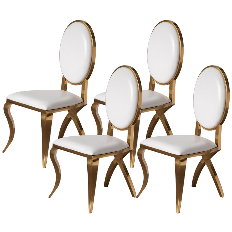 Glam Kitchen Dining Chair King Louis Back Upholstered Armless Side Chair